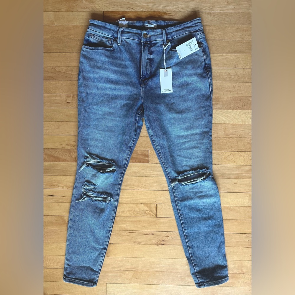 NWT Good American Size 14 Good Legs Ripped Jeans
